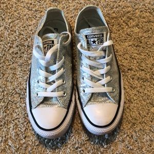 Silver glitter converse